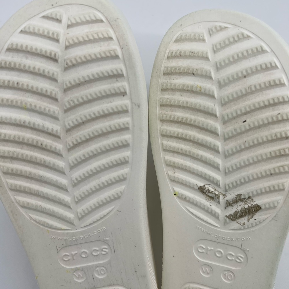 Crocs Classic White Platform Summer Slide Sandals with Silver Chain & Rhinestone - Picture 7 of 15